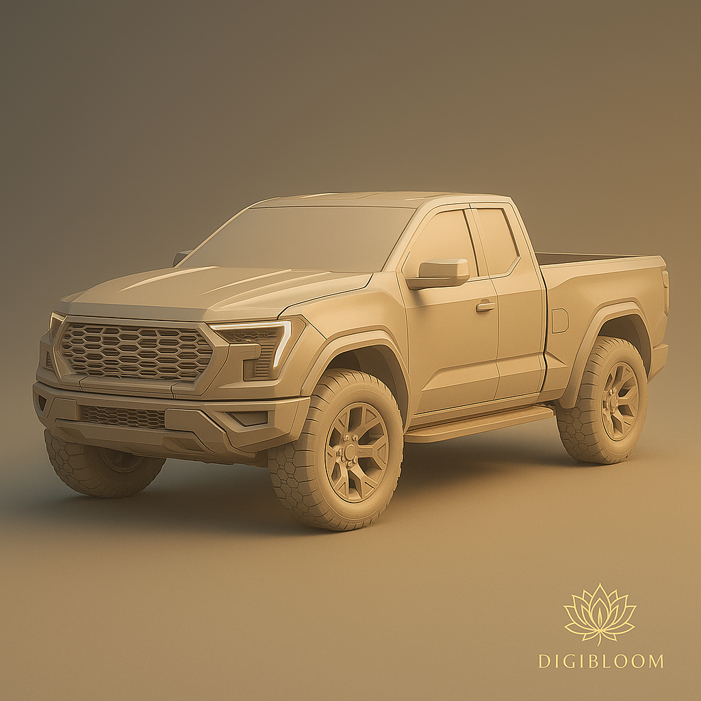 Clay pickup truck render